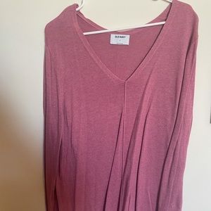 Pink V-Neck Long Sleeve Shirt